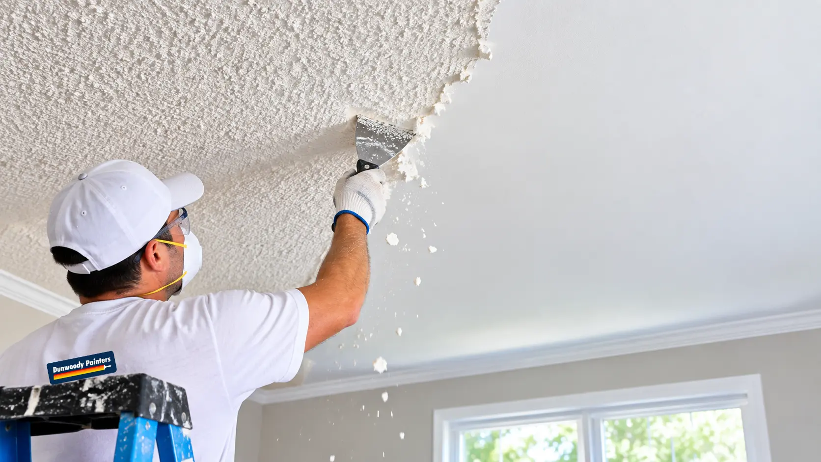Smooth finished ceiling after popcorn texture removal