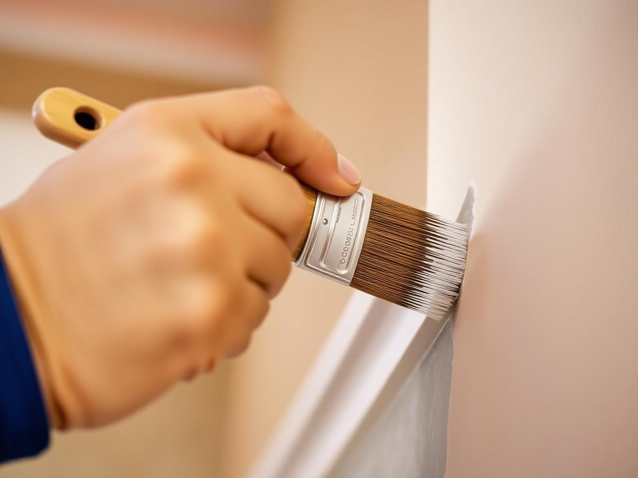 Professional painter applying a crisp paint line to interior trim